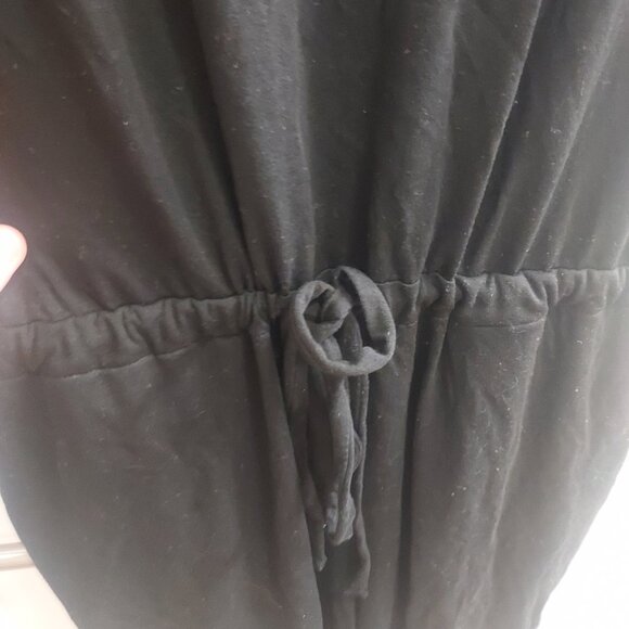 Eileen Fisher Crew Neck Short Jumpsuit Black Drawstring Romper - Picture 4 of 8